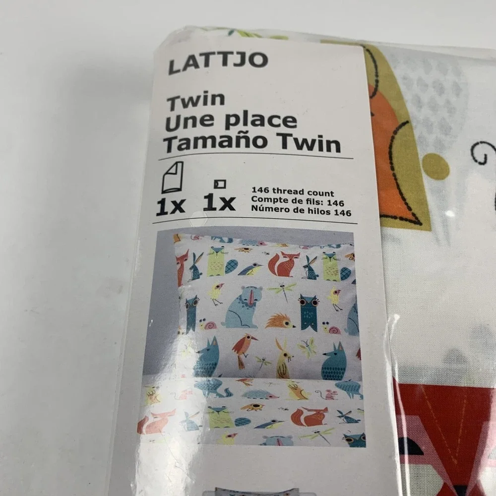 Ikea Lattjo 003.510.12 Cover/Pillowcase Kids Twin Size White Cotton Animal 6128